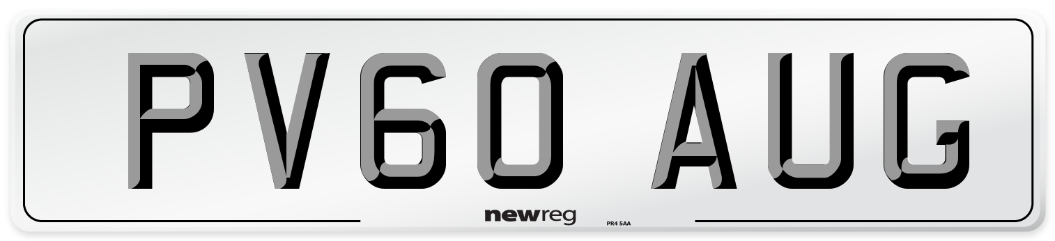 PV60 AUG Number Plate from New Reg